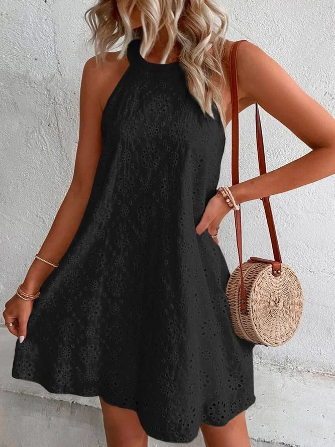 Jessy™ - Eyelet Halter Mini Dress