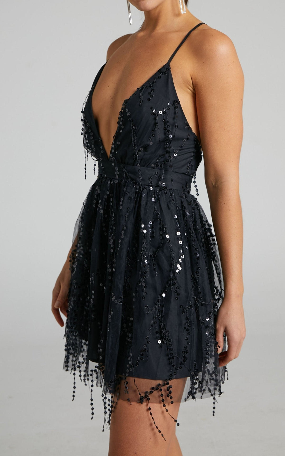 Zaira™ - Sequin Deep V Dress